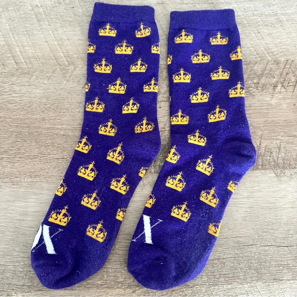 SIX musical Purple Crown Patterned Socks for a teenage girl
